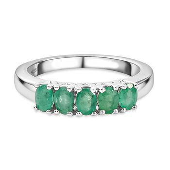 Kagem sambischer Smaragd-Ring, 925 Silber platiniert (Gr&ouml;&szlig;e 16.00) ca. 0,82 ct