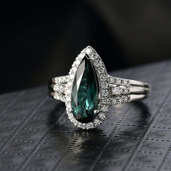 Rhapsody AAAA Pirineu Lagoon Tourmaline, Wei&szlig;er Diamant Ring 950 Platin (Gr&ouml;&szlig;e 20.00) ca. 2,23 ct image number 1