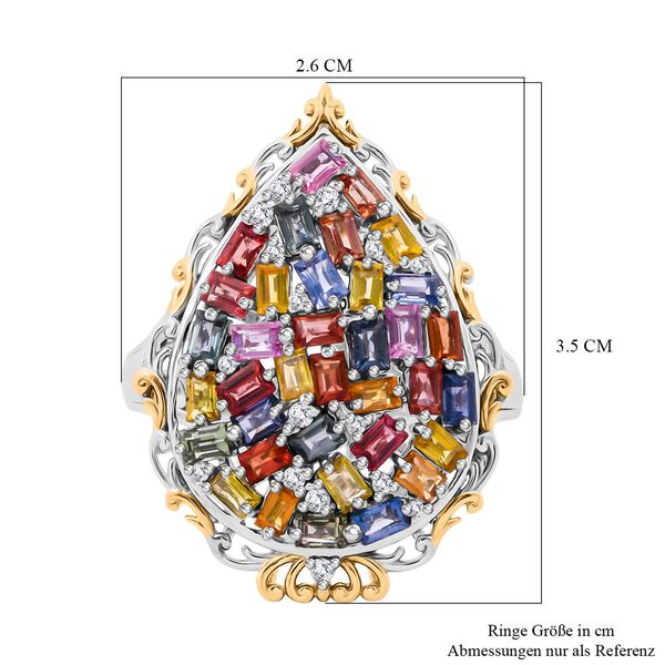 Mehrfarbiger Saphir und Zirkon Ring - 3,86 ct. image number 6