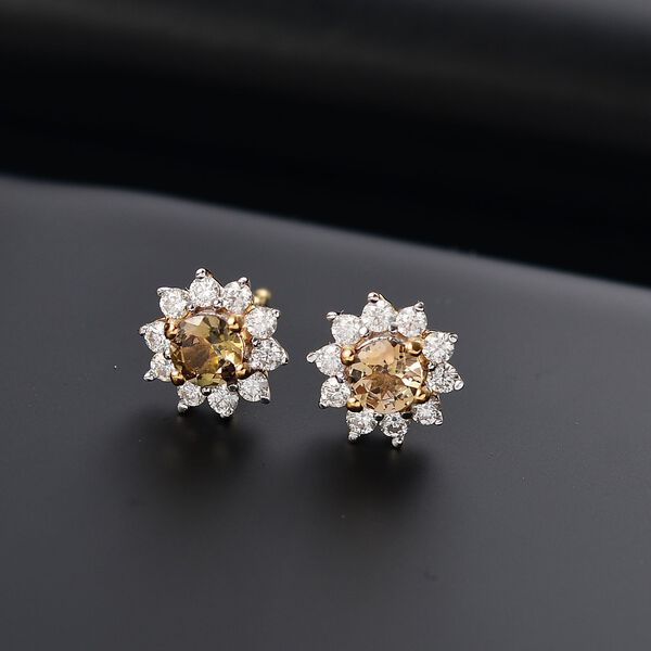 AA Natürliche goldene Tansanit und Moissanit Ohrringe - 0,84 ct. image number 2