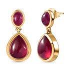 AA Afrikanischer Rubin (Fissure gefüllt) Ohrringe 925 Silber Gelbgold Vermeil ca. 17,14 ct.