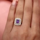 Afrikanischer Amethyst und Zirkon Ring 925 Silber 585 Vergoldet image number 2