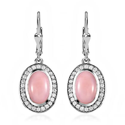 Rosa Opal und weiße Zirkon-Ohrhänger - 6,45 ct.