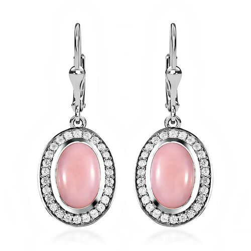 Rosa Opal und weiße Zirkon-Ohrhänger - 6,45 ct. image number 0