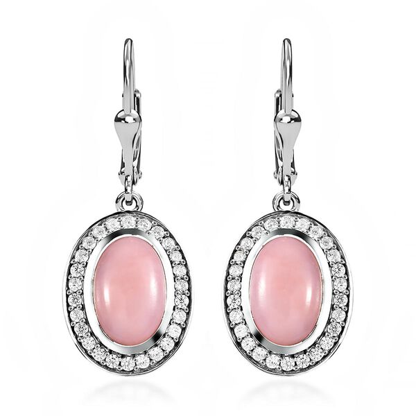 Rosa Opal und wei&szlig;e Zirkon-Ohrh&auml;nger - 6,45 ct.