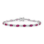 D joy Afrikanischer Rubin (Fissure gefüllt), Premium Regenbogen Mondstein Armband ca. 19 cm 925 Silber rhodiniert ca. 12,48 ct.