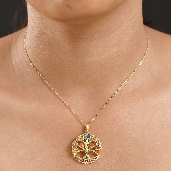 D'Joy AA Mehrfarbig Saphir, Blauer Saphir Schmuckset ca. 50 cm 925 Silber 750 Gelbgold Vermeil ca. 2.14 ct image number 3