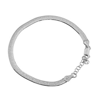 Italienisches Herringbone Armband, ca. 18-21cm, 925 Silber rhodiniert ca. 4,43g