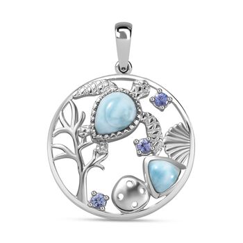 AA Larimar und Tansanit Anh&auml;nger - 2,08 ct.