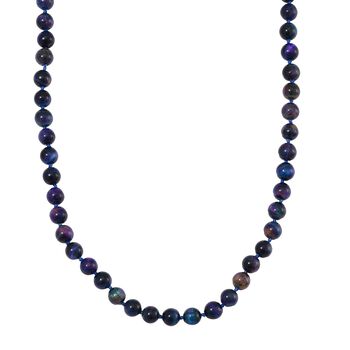 Mehrfarbige Tigerauge Halskette ca. 50 cm 925 Silber rhodiniert ca. 208.50 ct