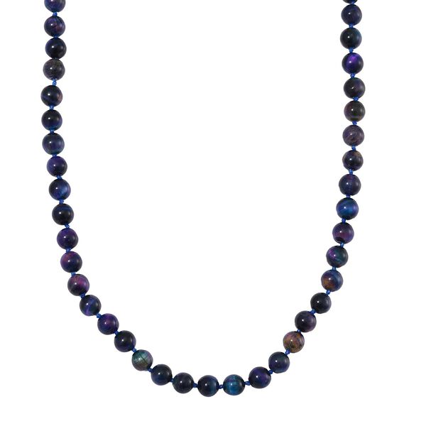 Mehrfarbige Tigerauge Halskette ca. 50 cm 925 Silber rhodiniert ca. 208.50 ct