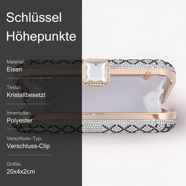 Clutch mit facettierten Kristallen, Schlangen Muster image number 5