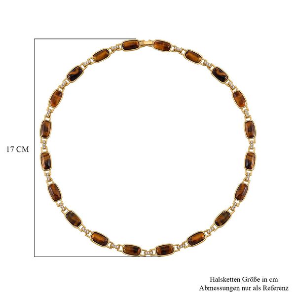 Gelbes Tigerauge, Wei&szlig;er Kristall Halskette ca. 50 cm Std Gelb image number 5