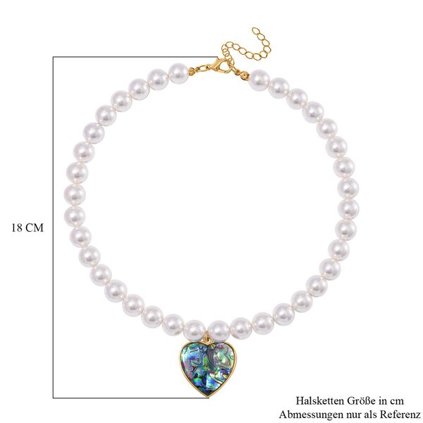 Weiße Muschelkernperlen und Abalone Muschel Halskette, 45 cm - 335 ct. image number 5