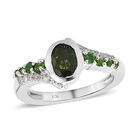Natürlicher Chromdiopsid und ZirkonRing 925 Silber platiniert  ca. 1,18 ct image number 3
