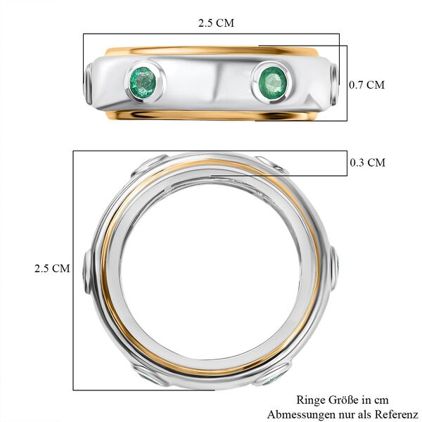 Gemfields AA Kagem Sambischer Smaragd Ring 925 Silber Rhodiniert und 750 Gelbgold Vermeil (Gr&ouml;&szlig;e 21.00) ca. 0.73 ct image number 7