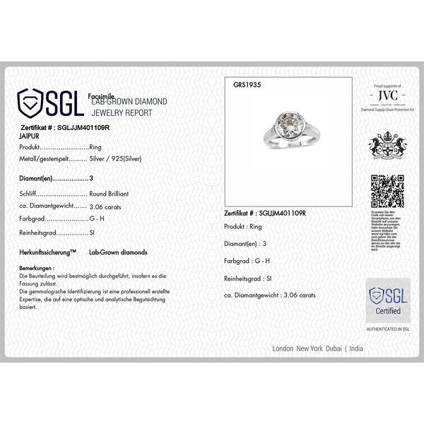 LUXURIANT DIAMOND - Lab Grown Diamant SI-GH Ring 925 Silber Rhodiniert (Gr&ouml;&szlig;e 17.00) ca. 3,11 ct image number 7