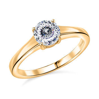 D'Joy 120 Facetten Moissanit Ring 925 Silber vergoldet (Gr&ouml;&szlig;e 18.00) ca. 0,78 ct