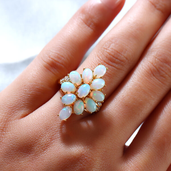 Nat&uuml;rlicher, &auml;thiopischer Opal und Zirkon-Ring - 3,67 ct. image number 3