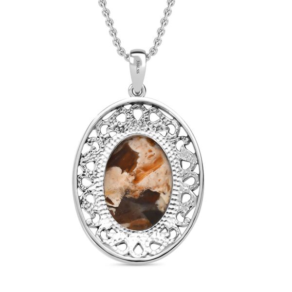 Erdnuss Holz Jaspis Anh&auml;nger mit 50cm Kette - 9,50 ct. image number 4