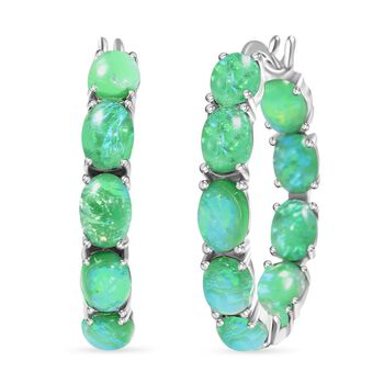 K&uuml;nstlische Opal Creolen, Edelstahl in gr&uuml;ner magischer Farbe