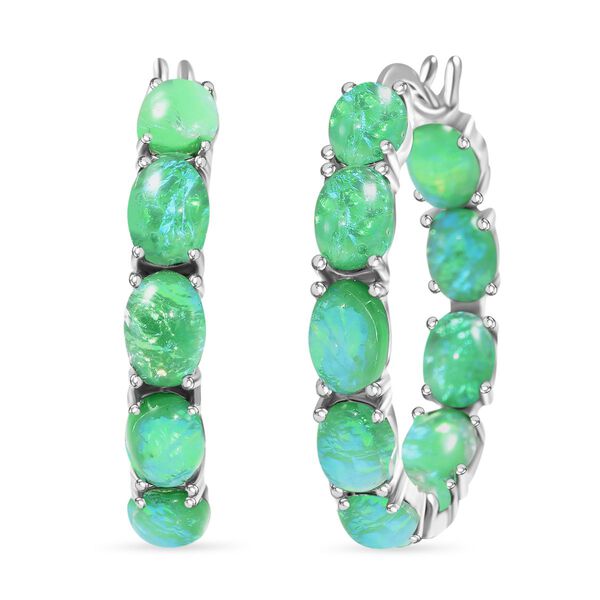 Gr&uuml;ne simulierte Opal-Inside-Out-Creolen image number 0