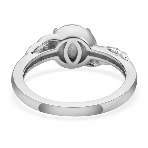 Grüner Jade und weißer Zirkon-Ring, 925 Silber rhodiniert  ca. 2,69 ct image number 6