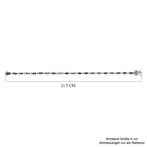 AA Mehrfach-Turmalin, Wei&szlig;er Zirkon Armband ca. 20 cm 925 Silber platiniert ca. 5.59 ct image number 5