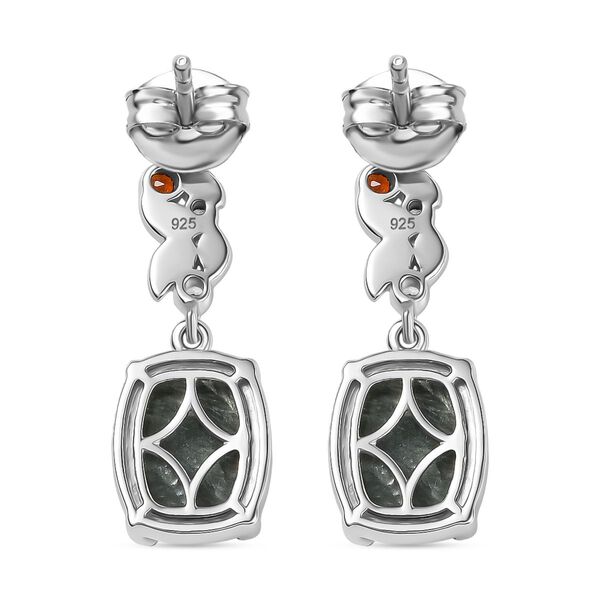 Viktorianische Blüte - Sibirischer Seraphinite, Rote Granat Ohrringe, 925 Silber platiniert ca. 6,61 ct image number 5