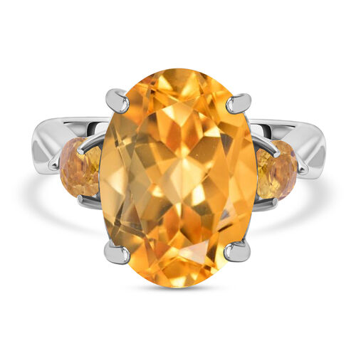 Citrin Ring, 925 Silber platiniert (Größe 16.00) ca. 5,79 ct image number 0
