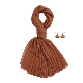  LA MAREY signature 100% silk scarf, "Silk earring  Material:silk & alloy &925 silver pin size:2.5*1.8cm color:brown"