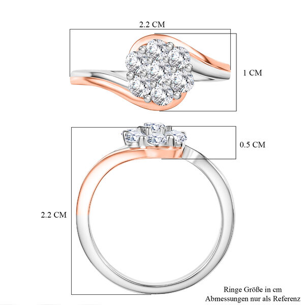 Moissanit Ring, 925 Silber platiniert und rosévergoldet - 0,56 ct. image number 6