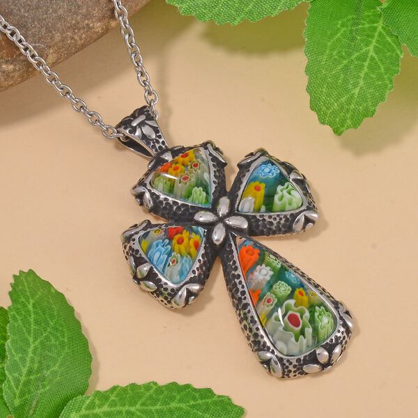 Kreuz 60cm Halskette im Murano-Stil image number 10