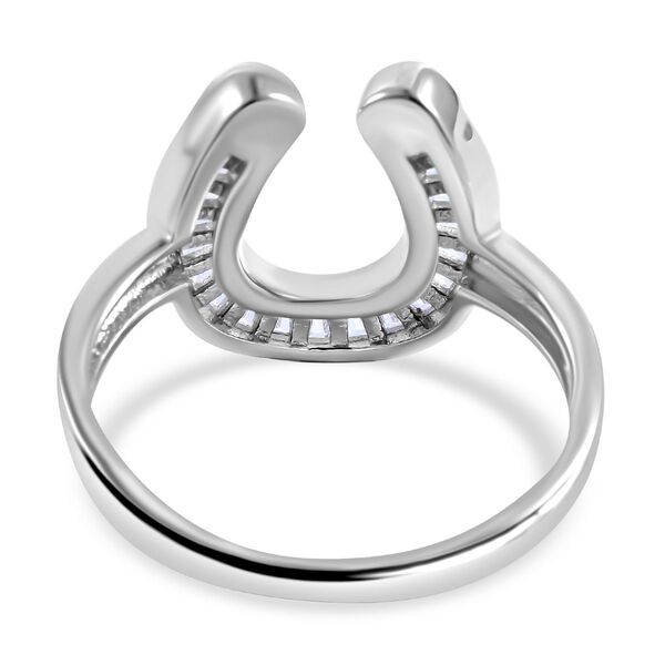 Lustro Stella - Wei&szlig;er Zirkonia Hufeisen-Ring, 925 Silber platiniert image number 5