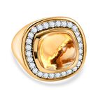 AA Citrin, Weißer Zirkon Ring, 925 Silber Gelbgold Vermeil, (Größe 16.00) ca. 8.89 ct