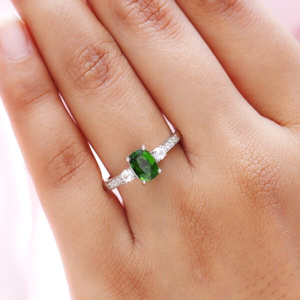 Nat&uuml;rlicher Chromdiopsid und Zirkon-Ring - 1,26 ct. image number 3