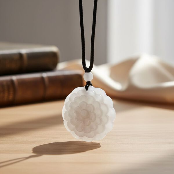 EXTREM SELTEN Nat&uuml;rliche Wei&szlig;e Jade Halskette, Flexibles (ca. 70 cm) ca. 70.00 ct image number 1