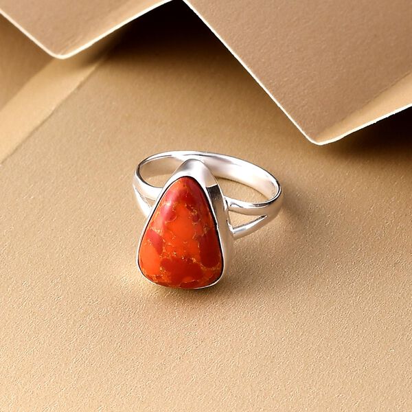 Oranger Mohave T&uuml;rkis-Ring, 925 Silber  ca. 5,11 ct image number 2