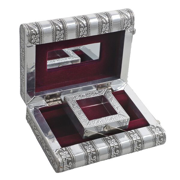 Handgefertigtes, Aluminium-Schmuckkästchen, silber, Adlerprägung image number 3