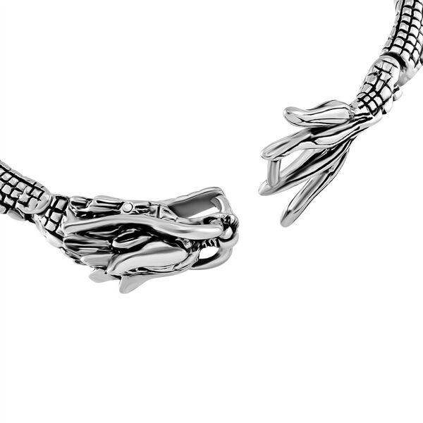 Designer Style- Drachen Armreif Reiner Edelstahl ca. 20 cm ca. 71,50g, Silberfarben image number 4