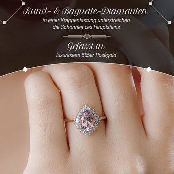 AAA rosa Morganit und Diamant Ring - 1,93 ct.