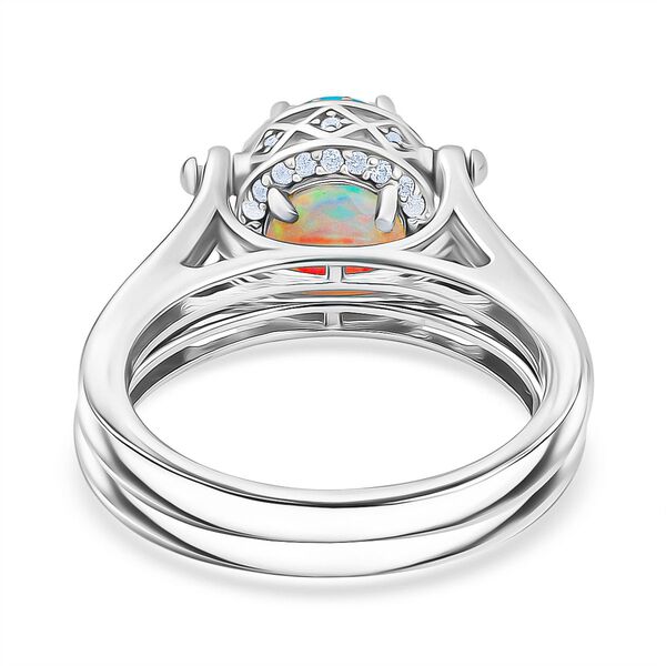 D'Joy AA Sleeping Beauty Türkis, AA natürlicher, äthiopischer Welo Opal und Zirkon Wendeschmuck-Ring mit doppeltem Design - 1,76 ct. image number 5