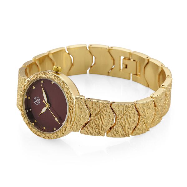 STRADA - Uhr mit japanischem PC21S Uhrwerk, bordeauxrotem Sonnenschliff-Zifferblatt und Legierungsgehäuse image number 6