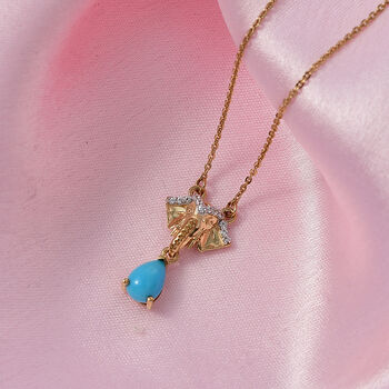 D'Joy AA Sleeping Beauty T&uuml;rkis, Wei&szlig;er Zirkon Halskette ca. 45 cm 925 Silber 750 Vergoldet ca. 0.81 ct