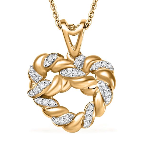 GP Amore Kollektion - Nat&uuml;rlicher wei&szlig;er  Diamant und Kanchanaburi blauer Saphir Anh&auml;nger mit 50cm Kette, 925 Silber 750 Gelbgold Vermeil - 0,15 ct. image number 0