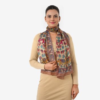 LA MAREY Seidenschal, Druckmuster, 50x170cm, Mehrfarbig