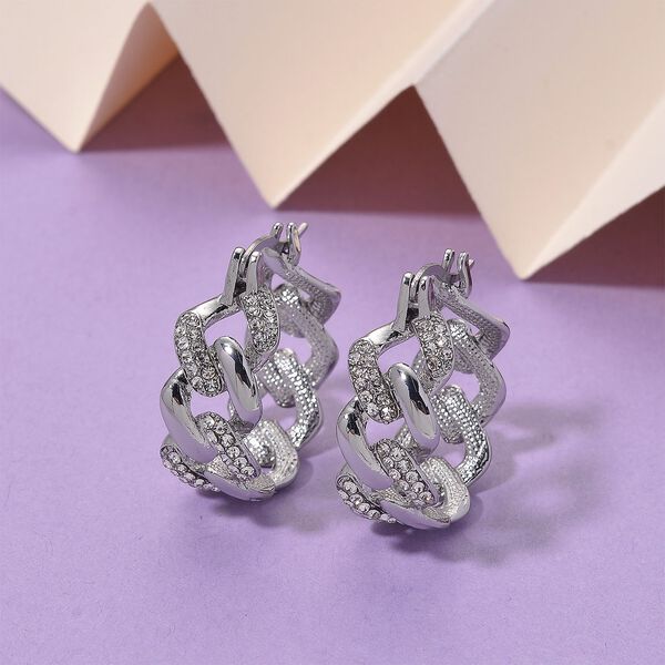 Weißer Kristall Ohrringe Nickelfreies Messing Standard image number 1