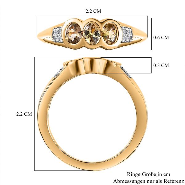 AA natürlicher, goldener Tansanit und Zirkon Ring - 0,50 ct. image number 7