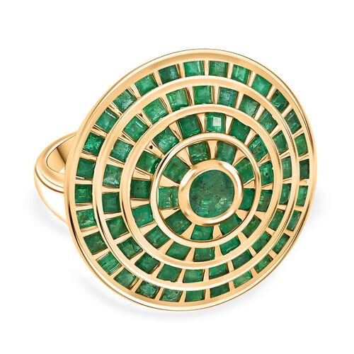AA Kagem Sambischer Smaragd Ring 925 Silber 750 Gelbgold Vermeil (10-15 Werktage Lieferzeit) (Größe 19.00) ca. 3.19 ct image number 0