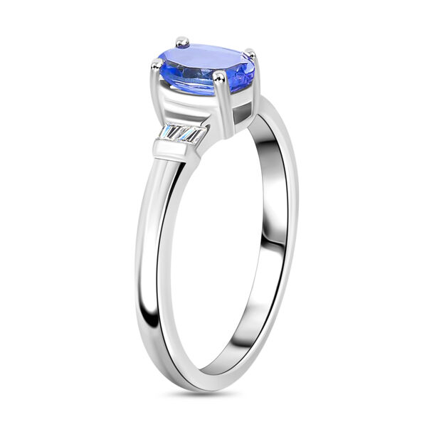 Tansanit und Zirkon Ring 925 Silber Platin-Überzug image number 5
